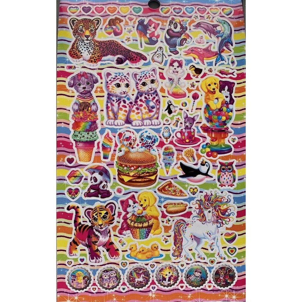 NEW Lisa Frank 600 Count Neon Rainbow Funky Sparkly Holo Unused Sticker Book - Picture 3 of 8